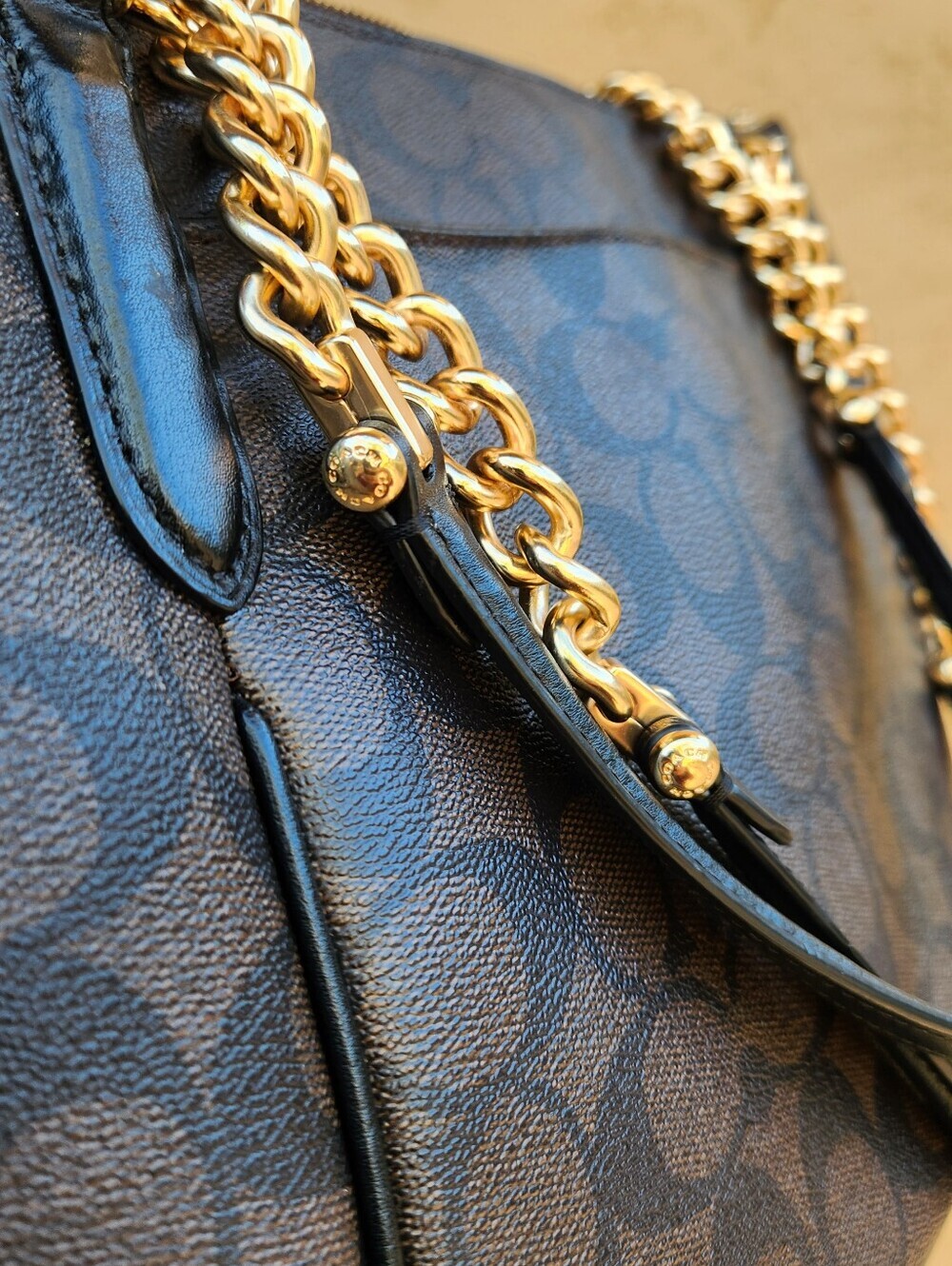 Coach Ava Chain Tote Signature Canvas Shoulder Bag - F87776 - Picture 9 of 16